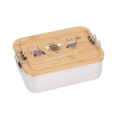 Abbildung von LÄSSIG Kinder Brotdose Edelstahl und Bambus Frühstücksbox nachhaltig Kindergarten Schule/Lunchbox Stainless Steel Bamboo Nature
