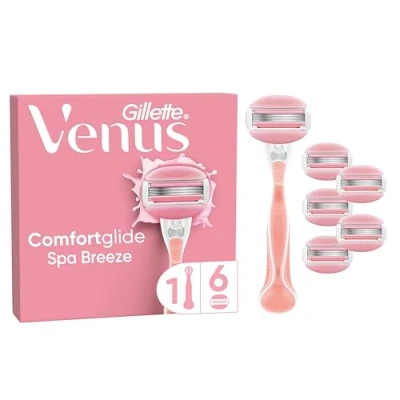 Abbildung von Gillette Venus ComfortGlide Spa Breeze Damenrasierer, 6 Ersatzklingen, rutschfestes, ergonomisches Handstück