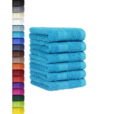 Abbildung von BaSaTex 6er Pack Handtuch Set für Gäste Handtücher mit Aufhängeschlaufe aus weicher Baumwolle in 30x50 cm Gästetücher die Händereinigung Öko Tex Standard 100 Zertifiziert Türkis