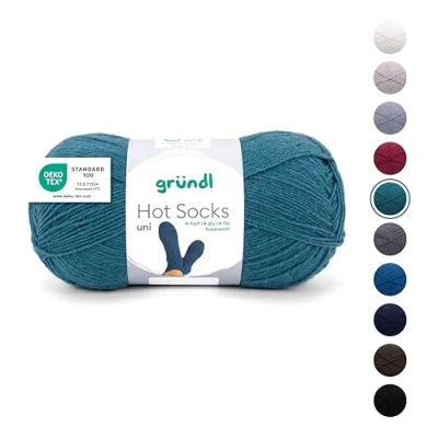 Abbildung von Gründl Wolle Hot Socks uni 100, Sockenwolle/Sockengarn 4 fach 1 Knäuel 100 g / 420 m (75% Schurwolle (superwash), 25% Polyamid), petrol