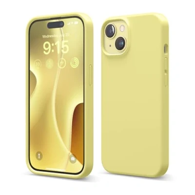 Abbildung von elago Liquid Silikon Hülle kompatibel mit iPhone 15 Premium Full Cover [4 Schichten Anti Shock Struktur], Weiches Mikrofaserfutter Kratzfest