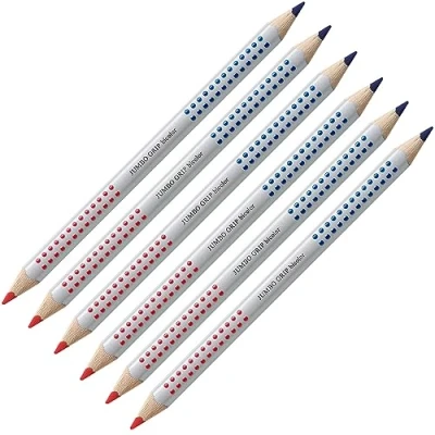 Abbildung von FABER CASTELL 205083 Buntstifte Jumbo Grip, Silbentrennstift, 6 Stück, rot und blau, ideal für Schreibanfänger