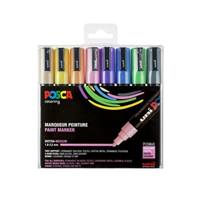 Abbildung von POSCA PC5M Marker, konisch, mittlere Spitze, Pastellfarben, 8 Stück