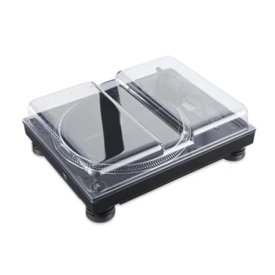 Abbildung von Decksaver cover für Technics SL 1200 &amp; 1210 Superstrapazierfähiger Polycarbonat Schutzdeckel in geräucherter, klarer Farbe, hergestellt Großbritannien
