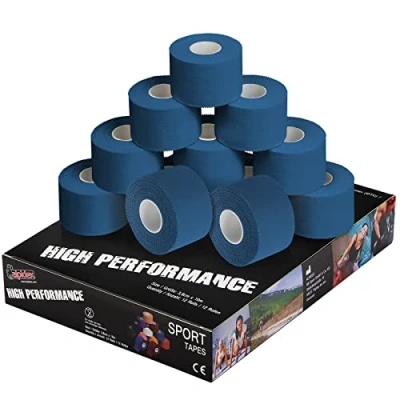 Abbildung von ALPIDEX 12 Rollen Sport Tape Set 3,8 cm x 10 m Gelenk Tapeverband Viele Farben Reißbares Unelastisches Sporttape Hautfreundlich Handball Fußball Volleyball, Farbe:blau