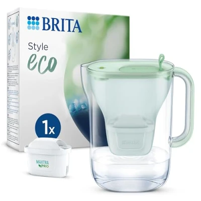 Abbildung von BRITA Wasserfilter Kanne Style eco Grün (2,4l) inkl. 1 MAXTRA PRO All in Kartusche Nachhaltiger modernem Design zur Reduzierung von Kalk, Chlor, Blei &amp; Verunreinigungen