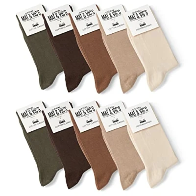 Abbildung von 10 Paar Socken von Mat &amp; Vic&#039;s für Sie und Ihn Cotton classic bequem ohne drückende Naht angenehmer Komfort Bund OEKO TEX Standard 100 (35 38, Earth Colors) 35 38