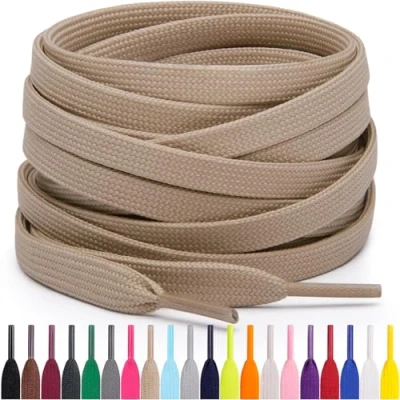 Abbildung von Miscly Flache Schnürsenkel, in verschiedenen Längen und Farben erhältlich (91 cm, Khaki)
