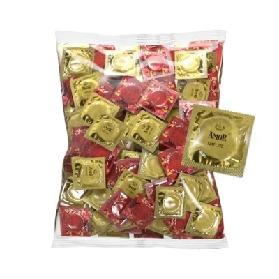 Abbildung von AMOR NATURE Premium Kondome, Perfekter Sitz und eine Passende Größe für Jeden Ø 53 mm, Transparent, 1000 Stück