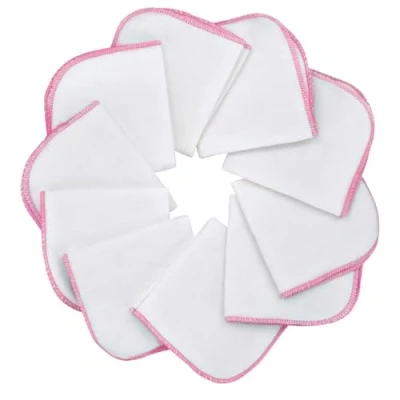 Abbildung von Mias Baby Waschlappen aus Molton Flanell 10 Stück, Baumwolle, Farbe: weiß rosa, schadstofffrei/Baby Tücher/Kosmetik Tücher/Allzwecktücher