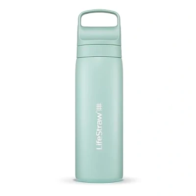Abbildung von LifeStraw Go Series Doppelwandige BPA freie vakuumisolierte 530 ml Edelstahl Wasserfilter Flasche für Reisen und den täglichen Gebrauch; Seafoam