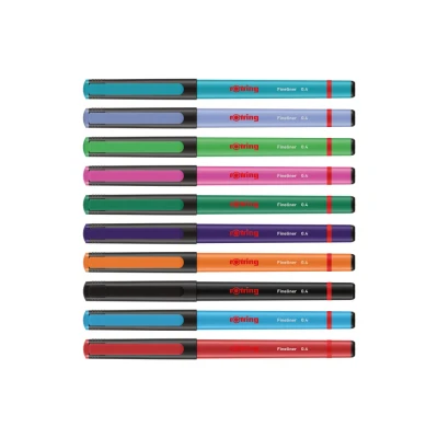 Abbildung von rOtring Liner Fineliner Stifte, 0,4 mm, Farbstifte zum Schreiben und Zeichnen, plastikfreie Verpackung, verschiedene freundliche Farben, 10 Stück