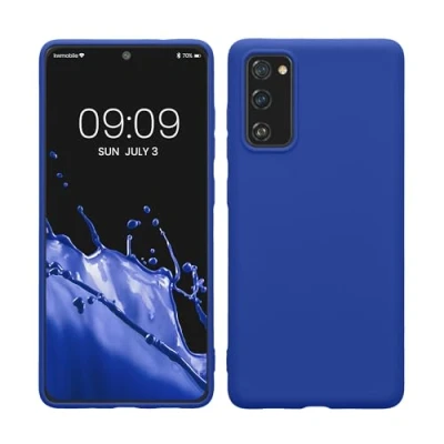 Abbildung von kwmobile Hülle kompatibel mit Samsung Galaxy S20 FE weiches TPU Silikon Case Cover geeignet für kabelloses Laden Baltik Blau