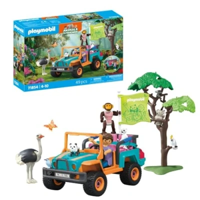 Abbildung von PLAYMOBIL Animals &amp; Friends Bunter Geländewagen Spielzeug ab 4 Jahren Geschenk für Kinder Fördert Kreativität Abenteuerlust Mit Figuren, Fahrzeug Zubehör 71854