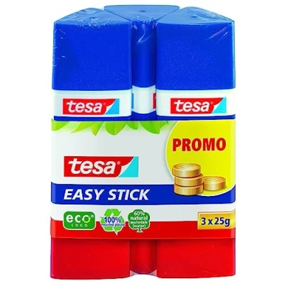 Abbildung von tesa Easy Stick ecoLogo dreieckiger Klebestift, 3x 25 g, blau