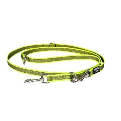 Abbildung von IDC Color &amp; Gray verstellbare Leine mit Doppelkarabiner, 20 mm x 2,2 m, Neon Grau