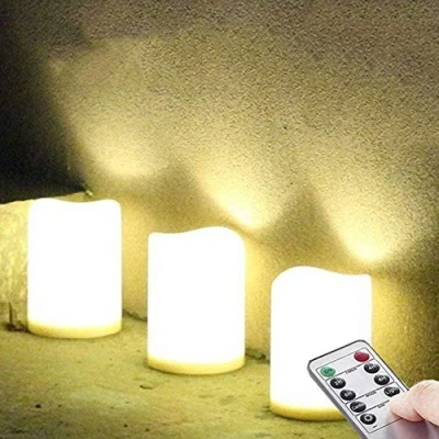 Abbildung von NONNO&amp;ZGF 3 Outdoor Stück LED im Freien Wasserdichte Kerzen, Batteriebetriebene Plastikkerze mit Fernbedienung/Timer Funktion (Warmweißes Licht) 7,5cm X 10cm