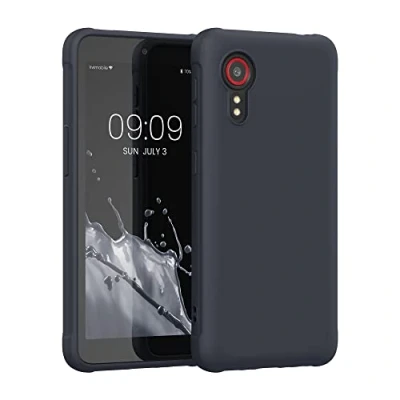 Abbildung von kwmobile Hülle kompatibel mit Samsung Galaxy Xcover 5 weiches TPU Silikon Case Cover geeignet für kabelloses Laden Heidelbeerblau