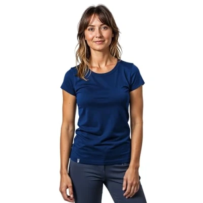 Abbildung von ALPIN LOACKER Merino Shirt Damen Kurzarm Das T für Wandern und Outdoor I atmungsaktives Thermoshirt Sport Unterwäsche Damen, Blau S