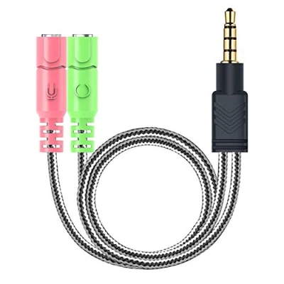 Abbildung von MillSO Kopfhörer Adapter (Nicht für Zwei Kopfhörer), 3.5mm Audio Klinke Y Kabel (3.5mm Stereo Stecker auf 2X 3,5mm Buchse) PC Gaming Headset, TRS Mikrofon, PS4, Xbox One, Smartphones und Laptop