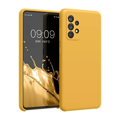 Abbildung von kwmobile Hülle kompatibel mit Samsung Galaxy A52 / 5G A52s Silikon Handy Case Handyhülle weiche Oberfläche kabelloses Laden Mango
