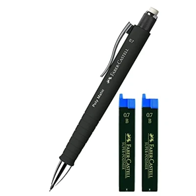 Abbildung von Faber Castell 133353 Druckbleistift Poly Matic, 0.7 mm (Schwarz + Ersatzminen)