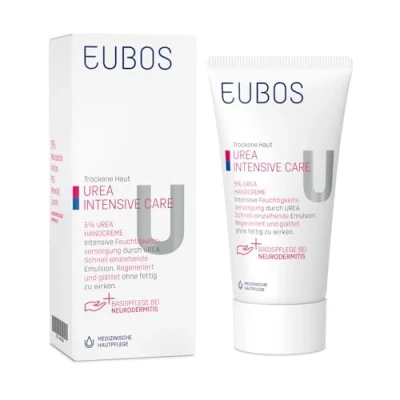 Abbildung von Eubos 5% UREA Handcreme 75ml für trockene Haut Hautverträglichkeit dermatologisch bestätigt Verbesserung Hydratationsfähigkeit der Spezial Pflegecreme