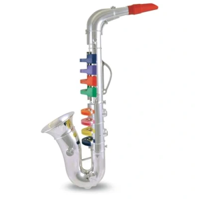 Abbildung von Bontempi 32 4331 Saxophon mit 8 farbigen Tasten/Noten. L. 415 mm, blau