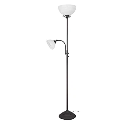 Abbildung von Reality Leuchten Stehleuchte Country R46322024, Metall rostfarbig, Glas alabasterfarbig weiß, exklusiv 1x E27 u. E14