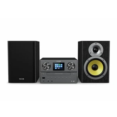 Abbildung von PHILIPS TAM8905 Mikro Musiksystem 100W, Bluetooth, Spotify Connect, Internetradio, DAB+, CD Player, USB, Bassreflex Lautsprecher, Digitale Klangregelung, klassisches Design mit Farbdisplay