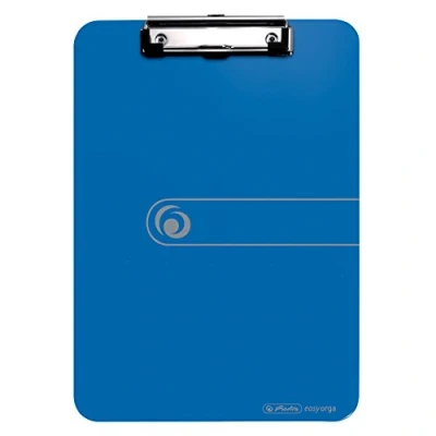Abbildung von Herlitz 11226396 Klemmbrett, A4, opak mit Klemm Mechanik, blau