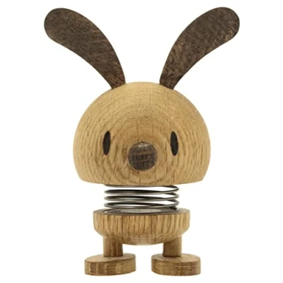 Abbildung von Hoptimist Osterhase aus Holz, Osterdeko, Niedliche Tischdeko zu Ostern, Kleine Ostergeschenke Erwachsene, Frühlingsdeko Innen, 7,5 x 5,8 9 cm, Oak