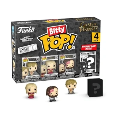 Abbildung von Funko Bitty Pop! GoT Tyrion 4pkund eine Überraschungs Mini Figur 0.9 Inch (2.2 cm) Game of Thrones Sammlerstück Stapelbares Display Regal Inklusive Geschenkidee Party Tüten Strumpf