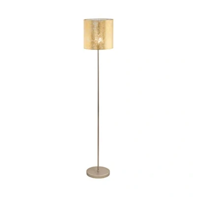Abbildung von EGLO Stehlampe Viserbella, Vintage Stehleuchte, Standleuchte aus Stahl und Textil, Wohnzimmerlampe in Champagner, Gold, Lampe mit Tritt Schalter, E27 Fassung