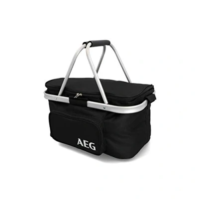 Abbildung von AEG Automotive 26 Liter Kühlkorb KS26 Einkaufskörbe Isolierkorb Picknickkorb Thermotasche Kühltasche Thermo Tasche Kühlbox, Schwarz