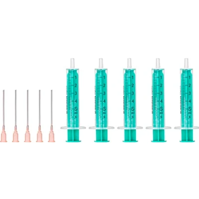 Abbildung von MedixX 5 Stück Spritzen Set mit stumpfer Nadel verschiedene Größen für Hobby und Heimwerk einzeln steril verpackt (5x 5ml Spritze &amp; 5x Kanüle)