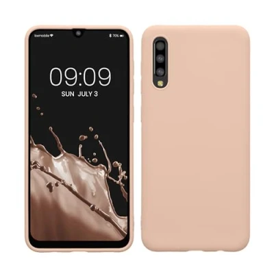 Abbildung von kwmobile Hülle kompatibel mit Samsung Galaxy A50 weiches TPU Silikon Case Cover geeignet für kabelloses Laden Coconut Swirl