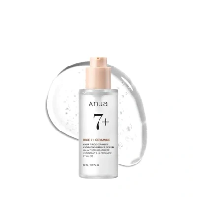 Abbildung von ANUA RICE CERAMIDE 7 HYDRATING BARRIER SERUM, aufhellendes, feuchtigkeitsspendendes Serum für das Gesicht, Reis, Hyaluronsäure, Niacinamid, nicht komodogen, Glashaut, 50 ml/1,69 fl.oz.