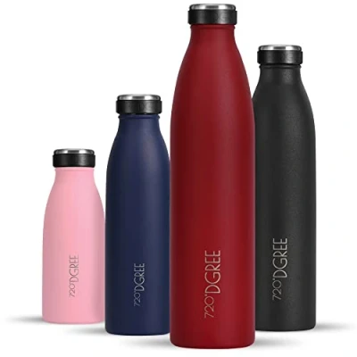 Abbildung von 720DGREE Edelstahl Trinkflasche “milkyBottle 1L BPA Frei, Auslaufsicher, Kohlensäure geeignet Thermosflasche für Sprudel, Sport, Uni, Schule, Fitness, Outdoor, Camping