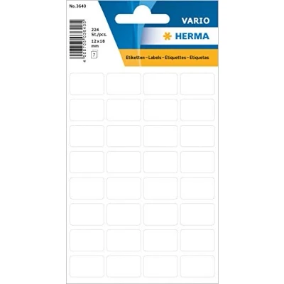 Abbildung von HERMA 3640 Vielzweck Etiketten, 224 Stück, 12 x 18 mm, 32 pro Bogen, selbstklebend, Haushaltsetiketten zum Beschriften für Kalender Planer Basteln, matt, blanko Papier Klebeetiketten Aufkleber, weiß