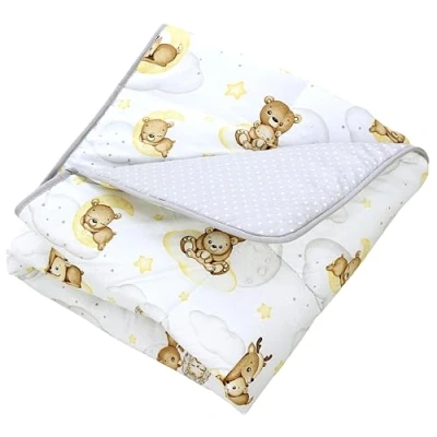 Abbildung von TupTam Baby Spielmatte Kinder Große Spieldecke Gepolstert XXL Krabbeldecke 120 x cm Babyzimmer Schlafteppich, Farbe: Tiere auf Wolken/Weiß/Grau/Beige