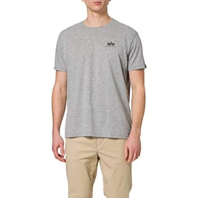 Abbildung von Alpha Industries Small LOGO Tshirt basic, Herren, Größe: XL, Grey heather