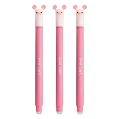 Abbildung von Eberhard Faber 599032 Tinteroller radierbar Schwein, 3 Animal Erase it Stifte, Gelschreiber blau 0,7 mm