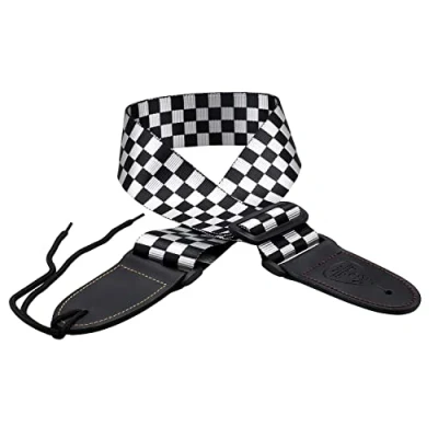 Abbildung von HilerPunk Gitarrengurt,verstellbare elektrische/akustische/Gitarre/Bass/Ukulele/klassische Gitarrengurte,hochwertiges PU Leder und Polyester karierter Gitarrengurt