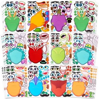 Abbildung von JOYIN 36 PCS Make a face Aufkleber Blätter machen Sie Ihre eigenen Dinosaurier Fantasy Tier Mix und Match mit Tiere Kinder Party Favor Supplies Craft