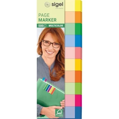 Abbildung von SIGEL HN682 Haftmarker Multicolor, 500 Streifen, 10 Farben im Format 15 x 50 mm, aus Papier