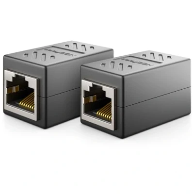 Abbildung von deleyCON 2X CAT6 Kupplung Verbinder Netzwerkkabel Patchkabel Ethernet Kabel Adapter Modular Geschirmt RJ45 Buchse DSL LAN Schwarz
