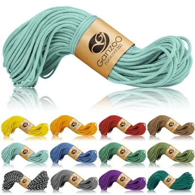 Abbildung von Ganzoo Paracord 350 Seil 2,5mm Outdoor Schnur, Nylon &amp; Polyester, Allzweckseil für Armband, Hundehalsband, Hundeleine Knüpfen, Camping Survival, Icemint