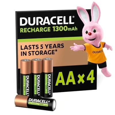 Abbildung von Duracell Akku AA, wiederaufladbare Batterien 4 Stück, langanhaltende Power, 2000 Aufladungen, vorgeladen