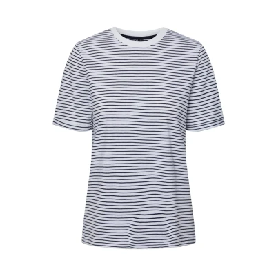 Abbildung von Pieces Pcria SS FOLD UP TEE NOOS BC Tshirt print, Damen, Größe: XS, Bright white/maritime blue